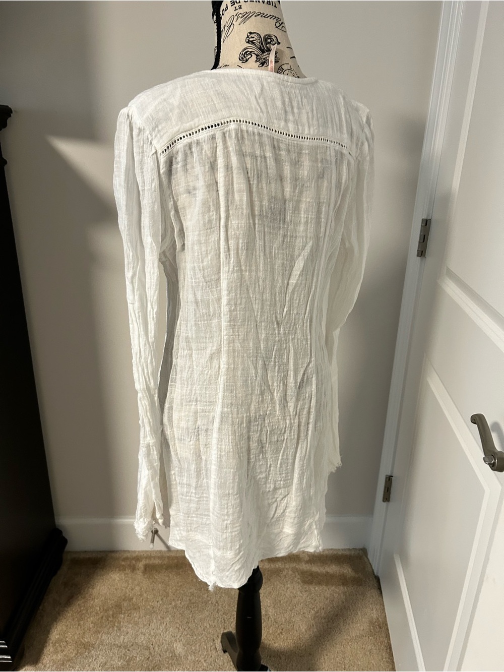Free People White Gauze Button-Down Tunic
